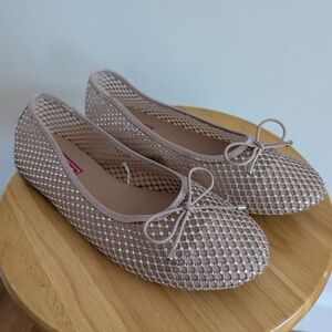 Nude Ballet Flats With Rhinestones Size 9.5